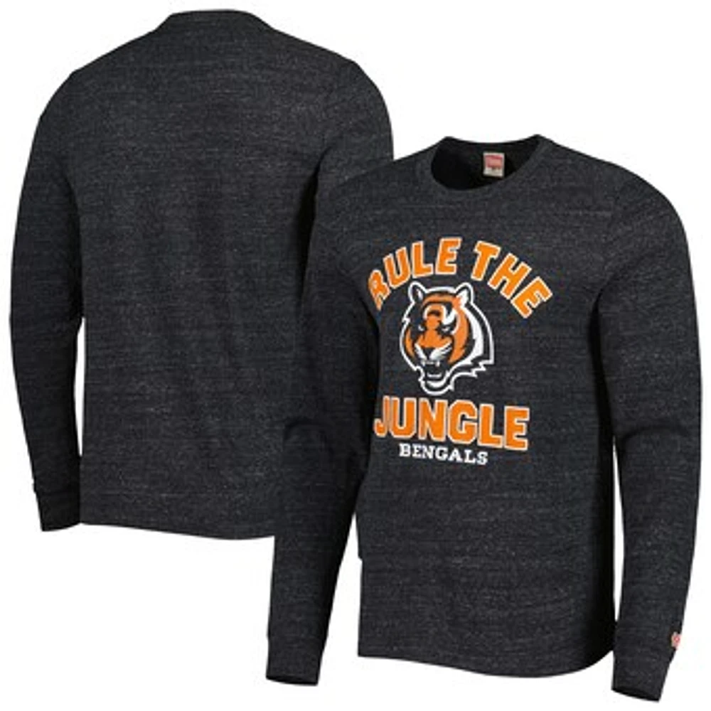 Men's Homage Charcoal Cincinnati Bengals Hyper Local Tri-Blend Long Sleeve T-Shirt