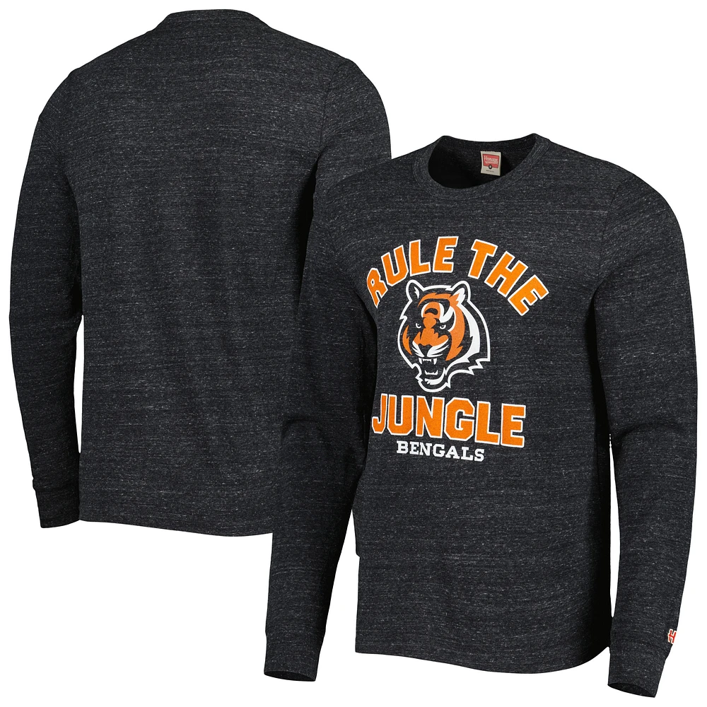 Men's Homage Charcoal Cincinnati Bengals Hyper Local Tri-Blend Long Sleeve T-Shirt