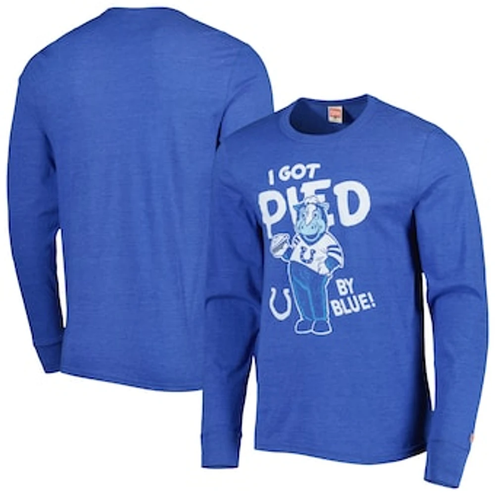 Men's Homage Royal Indianapolis Colts Hyper Local Tri-Blend Long Sleeve T-Shirt