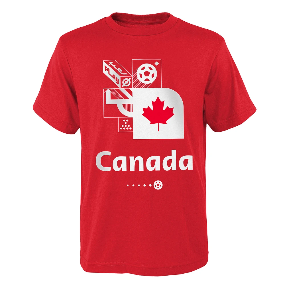 Men's Red Canada Soccer FIFA World Cup Qatar 2022 Play Action - T-Shirt