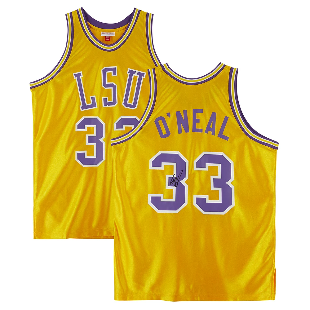 Shaquille O'Neal LSU Tigers Autographed Mitchell & Ness Home 1990 Authentic Jersey