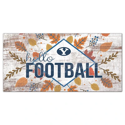 White BYU Cougars 6'' x 12'' Hello Football Wall Art