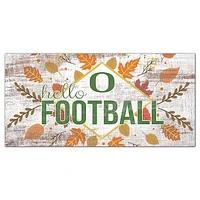 White Oregon Ducks 6'' x 12'' Hello Football Wall Art