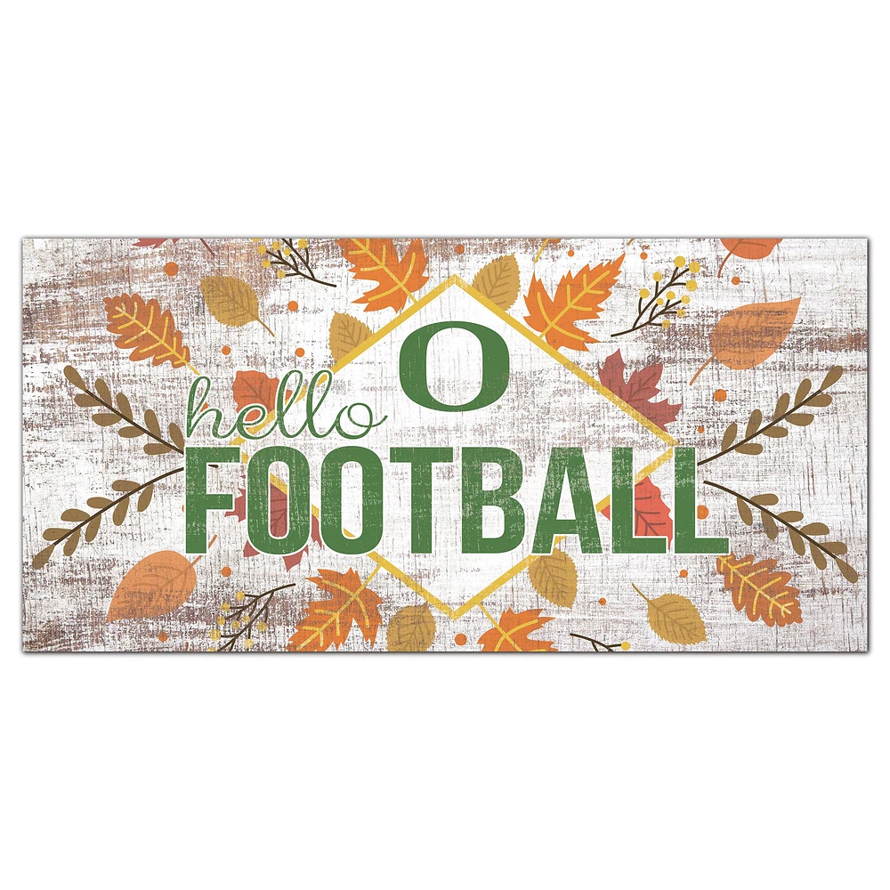 White Oregon Ducks 6'' x 12'' Hello Football Wall Art