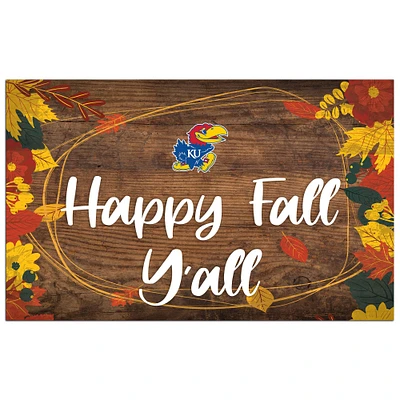 Kansas Jayhawks 11'' x 19'' Happy Fall Y'all Sign
