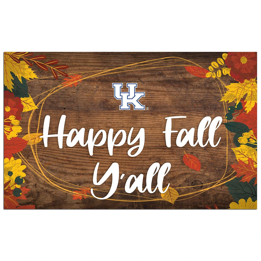Kentucky Wildcats 11'' x 19'' Happy Fall Y'all Sign