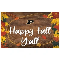 Purdue Boilermakers 11'' x 19'' Happy Fall Y'all Sign