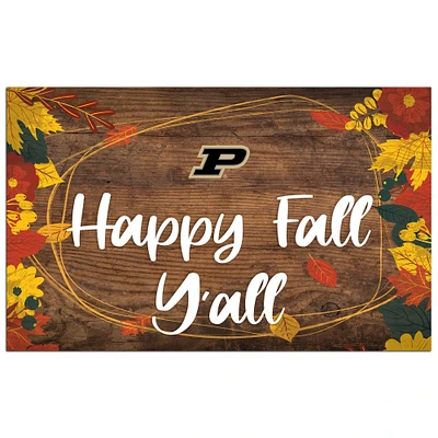 Purdue Boilermakers 11'' x 19'' Happy Fall Y'all Sign