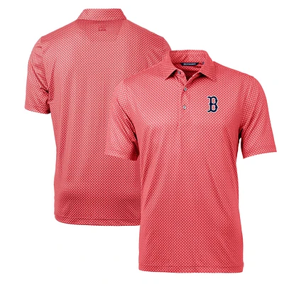 Men's Cutter & Buck Cardinal Boston Red Sox Pike Banner Print Polo