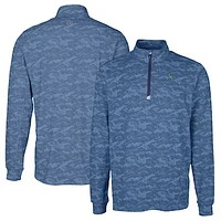 Men's Cutter & Buck Navy Seattle Mariners Traverse Camo Print Stretch Quarter-Zip Pullover Top