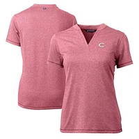 Women's Cutter & Buck Heather Cincinnati Reds DryTec Forge Stretch V-Neck Blade Top