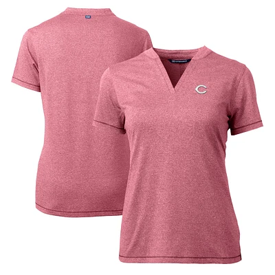 Women's Cutter & Buck Heather Cincinnati Reds DryTec Forge Stretch V-Neck Blade Top