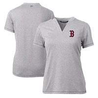 Women's Cutter & Buck Heather Red Boston Sox DryTec Forge Stretch V-Neck Blade Top