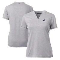 Women's Cutter & Buck Heather Gray Atlanta Braves DryTec Forge Stretch V-Neck Blade Top