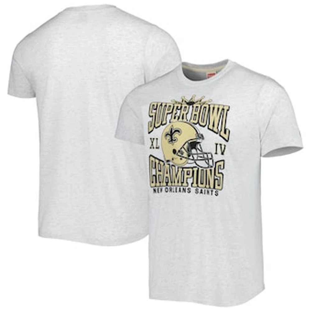 Men's Homage Ash New Orleans Saints Champs Hyper Local Tri-Blend T-Shirt