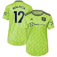 Women's adidas Tyrell Malacia Neon Green Manchester United 2022/23 Third Replica Player Jersey