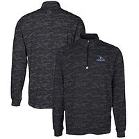 Men's Cutter & Buck Black Creighton Bluejays Big Tall Traverse Camo Print Stretch Quarter-Zip Pullover Top