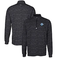 Men's Cutter & Buck Black Indiana State Sycamores Big Tall Traverse Camo Print Stretch Quarter-Zip Pullover Top