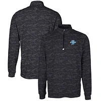 Men's Cutter & Buck Black Indiana State Sycamores Big Tall Traverse Camo Print Stretch Quarter-Zip Pullover Top