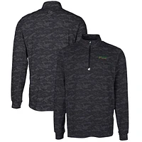 Men's Cutter & Buck Black Florida A&M Rattlers Big Tall Traverse Camo Print Stretch Quarter-Zip Pullover Top