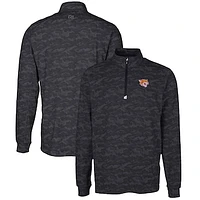 Men's Cutter & Buck Black Bethune-Cookman Wildcats Big Tall Traverse Camo Print Stretch Quarter-Zip Pullover Top