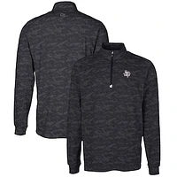 Men's Cutter & Buck Black Texas Southern Tigers Big Tall Traverse Camo Print Stretch Quarter-Zip Pullover Top