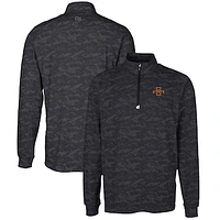 Men's Cutter & Buck Black Iowa State Cyclones Big Tall Traverse Camo Print Stretch Quarter-Zip Pullover Top