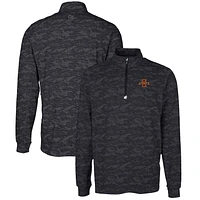 Men's Cutter & Buck Black Iowa State Cyclones Big Tall Traverse Camo Print Stretch Quarter-Zip Pullover Top