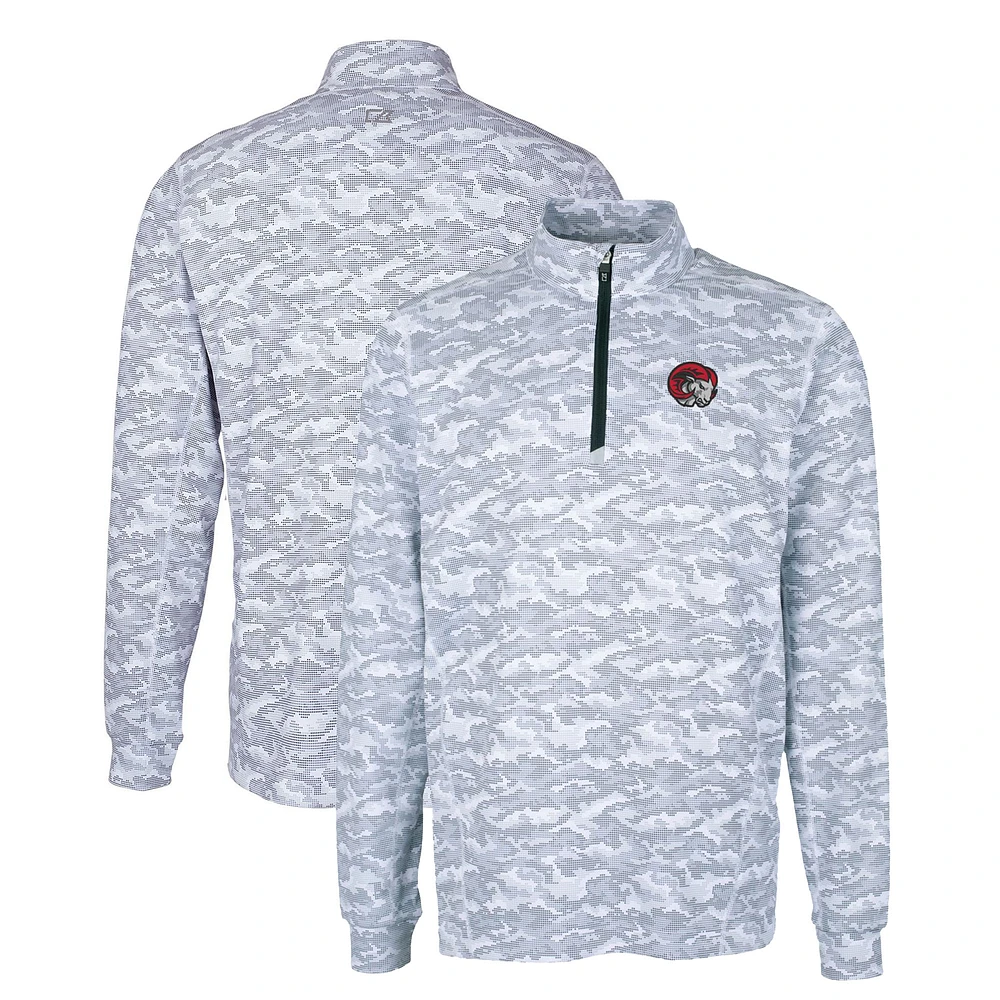 Men's Cutter & Buck Charcoal Winston-Salem State Rams Big Tall Traverse Camo Print Stretch Quarter-Zip Pullover Top