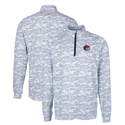 Men's Cutter & Buck Charcoal Winston-Salem State Rams Big Tall Traverse Camo Print Stretch Quarter-Zip Pullover Top