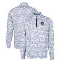 Men's Cutter & Buck Charcoal Winston-Salem State Rams Big Tall Traverse Camo Print Stretch Quarter-Zip Pullover Top