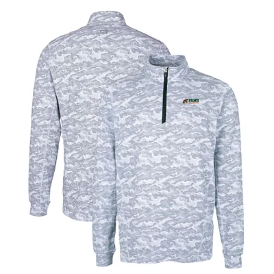 Men's Cutter & Buck Charcoal Florida A&M Rattlers Big Tall Traverse Camo Print Stretch Quarter-Zip Pullover Top