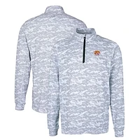 Men's Cutter & Buck Charcoal Bethune-Cookman Wildcats Big Tall Traverse Camo Print Stretch Quarter-Zip Pullover Top