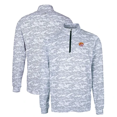 Men's Cutter & Buck Charcoal Bethune-Cookman Wildcats Big Tall Traverse Camo Print Stretch Quarter-Zip Pullover Top