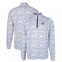 Men's Cutter & Buck Charcoal Bethune-Cookman Wildcats Big Tall Traverse Camo Print Stretch Quarter-Zip Pullover Top