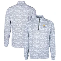 Men's Cutter & Buck Charcoal Fort Valley State Wildcats Big Tall Traverse Camo Print Stretch Quarter-Zip Pullover Top