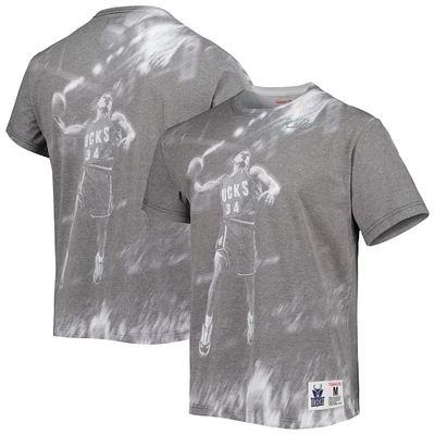 Men's Mitchell & Ness Ray Allen Heather Gray Milwaukee Bucks Above The Rim T-Shirt