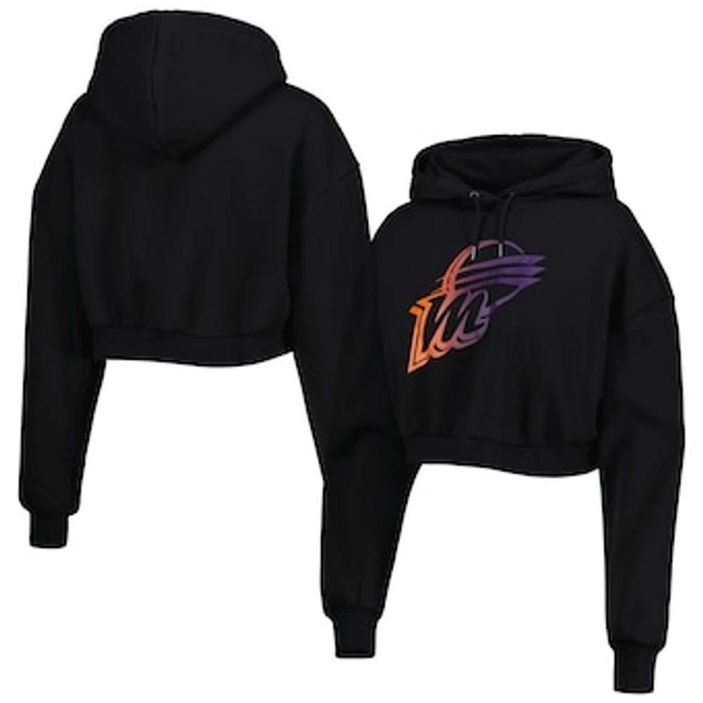 Women's The Wild Collective Black Phoenix Mercury Washed Cropped Pullover Hoodie