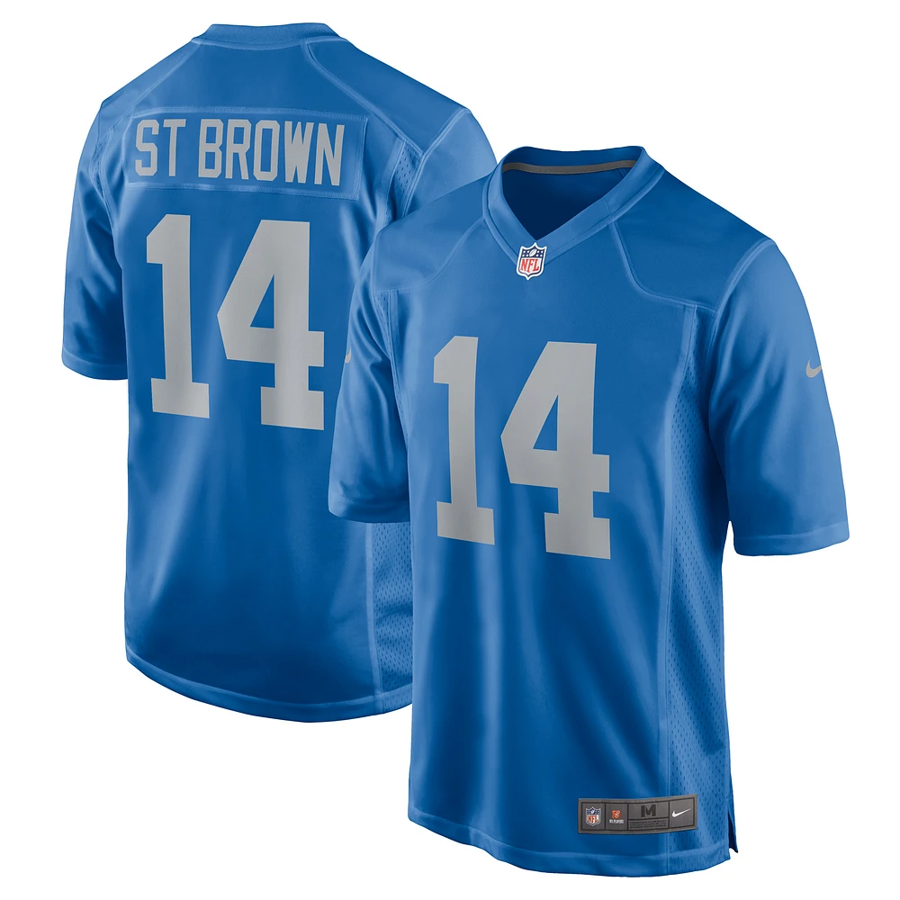 Men's Nike Amon-Ra St. Brown Blue Detroit Lions Player Game Jersey