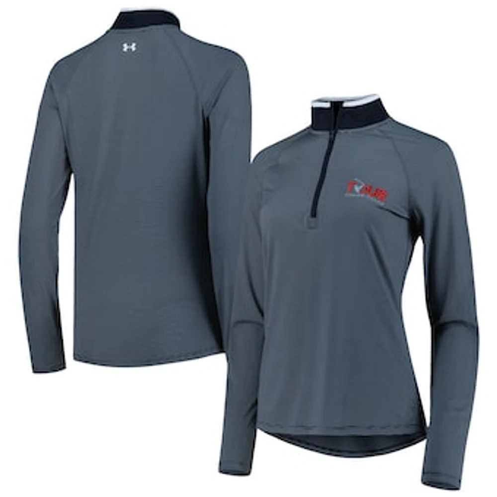 Women's Under Armour Gray TOUR Championship T2 Stripe Raglan Quarter-Zip Jacket