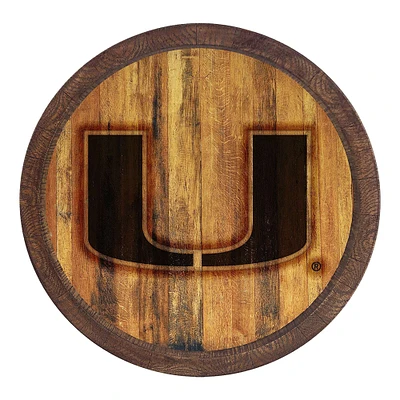 Brown Miami Hurricanes Branded Faux Barrel Top Sign