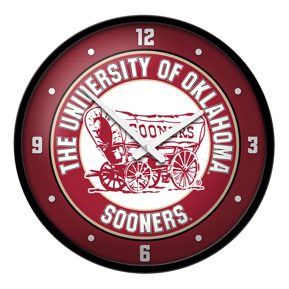 Crimson Oklahoma Sooners Wagon Modern Disc Wall Clock