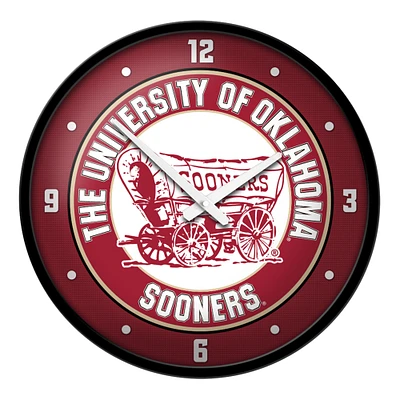 Crimson Oklahoma Sooners Wagon Modern Disc Wall Clock