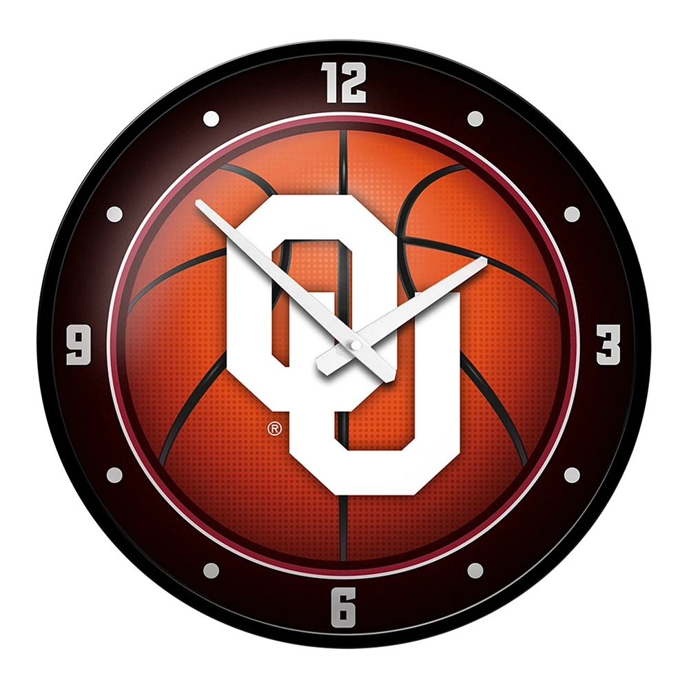 Orange Oklahoma Sooners Basketball Modern Disc Wall Clock