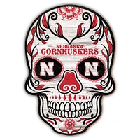 Nebraska Huskers 12'' Sugar Skull Sign
