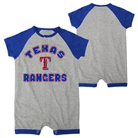 Infant  Heather Gray Texas Rangers Extra Base Hit Raglan Full-Snap Romper