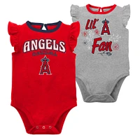 Infant Red/Heather Gray Los Angeles Angels Little Fan Two-Pack Bodysuit Set