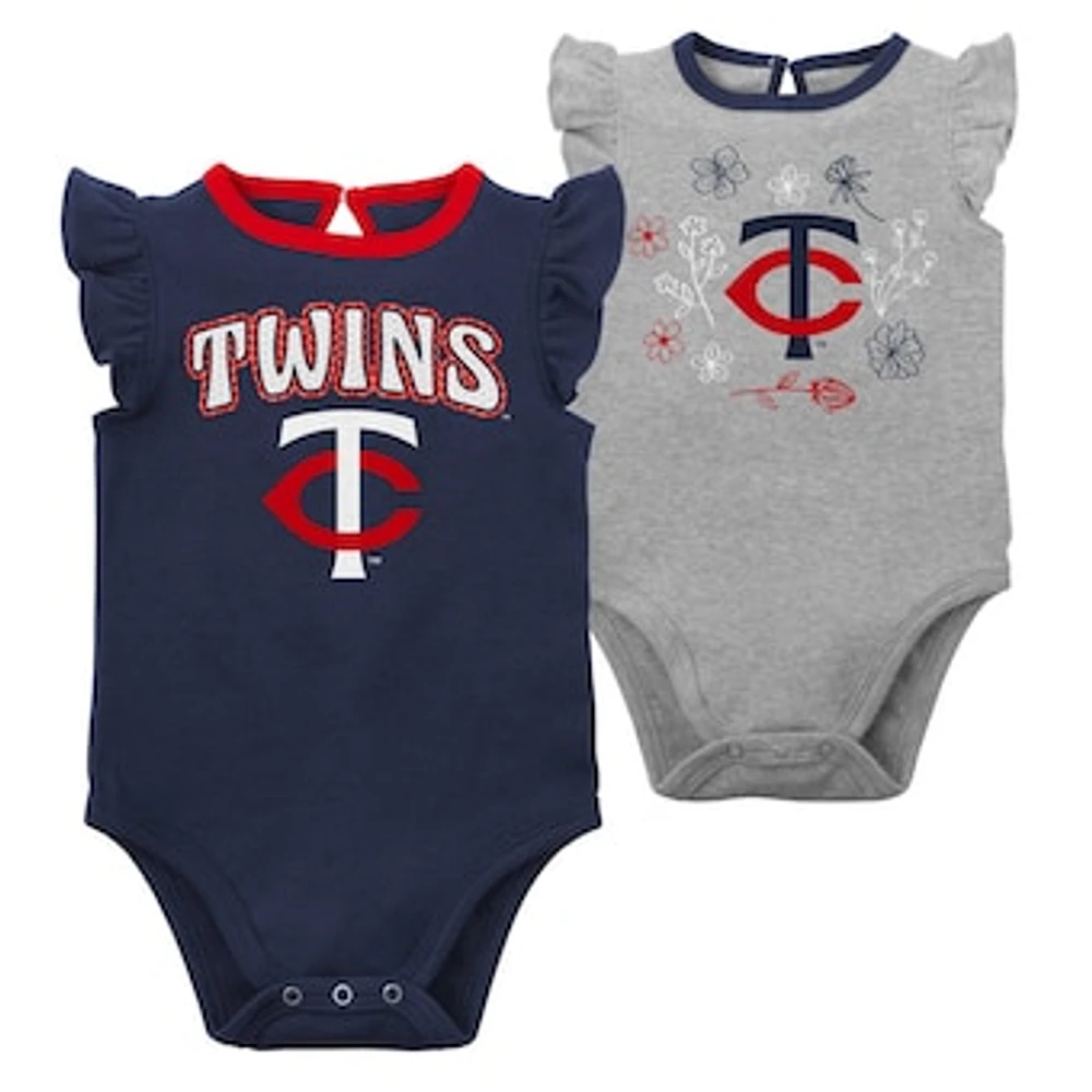 Infant Navy/Heather Gray Minnesota Twins Little Fan Two-Pack Bodysuit Set