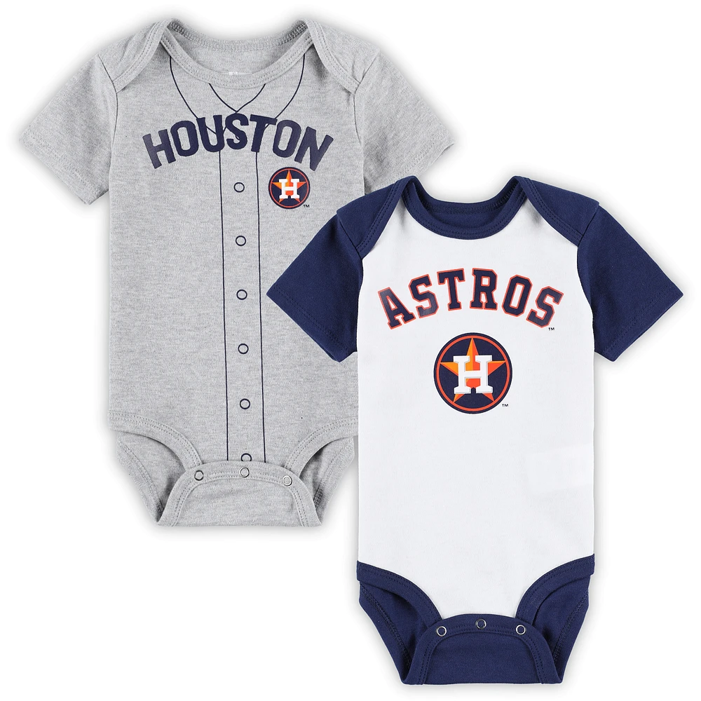 Infant White/Heather Gray Houston Astros Two-Pack Little Slugger Bodysuit Set