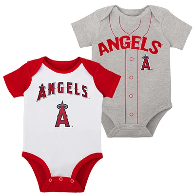 Infant White/Heather Gray Los Angeles Angels Two-Pack Little Slugger Bodysuit Set